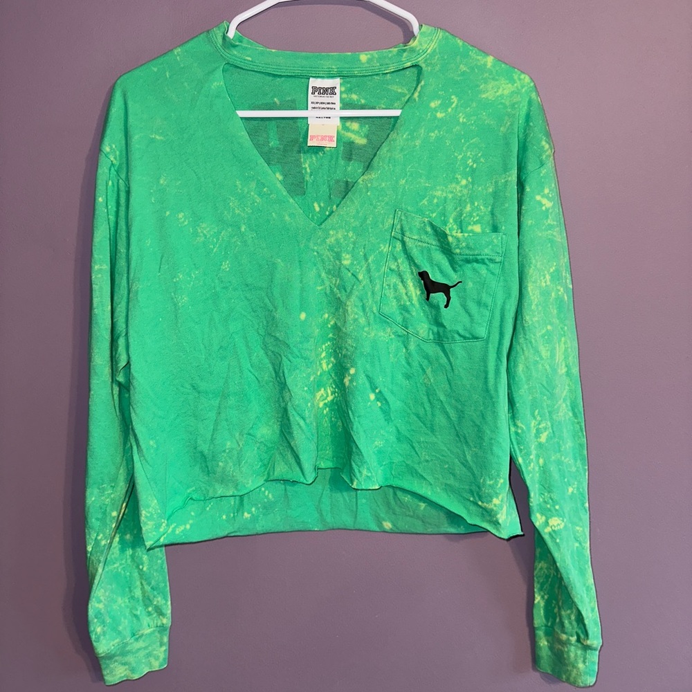 NWT Victoria’s Secret PINK Tie Dye Cropped Long Sleeve/Choker Cut Out - Size XS